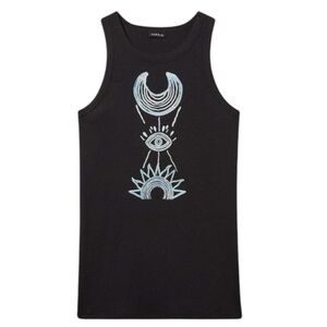 Size 2: Torrid Sun Moon Black Fitted High Neck Rib Tank